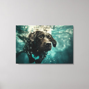 Zwemmende Labrador Puppy Onderwater Ontwerp Canvas Afdruk