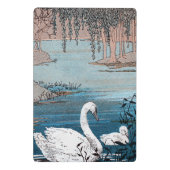 Zwemmende moeder witte zwaan in het meer met Baby Mini Klembord (Achterkant)