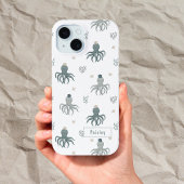 Zwemmende Octopus met naam iPhone 15 Case