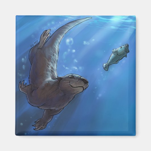 Zwemmende otter magneet (Voorkant)