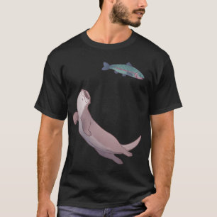Zwemmende rivierotter en forel ontwerp t-shirt