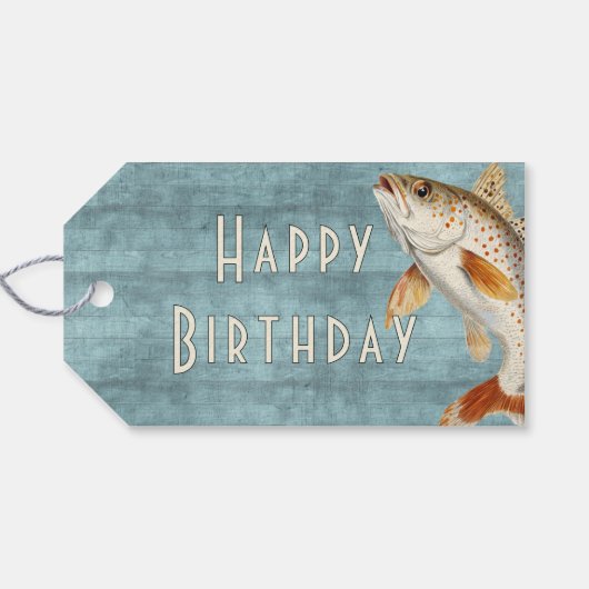 Zwemmende Vis Oceaan Blauwe Cadeaubijsluiter Cadeaulabel (Achterkant Horizontaal)