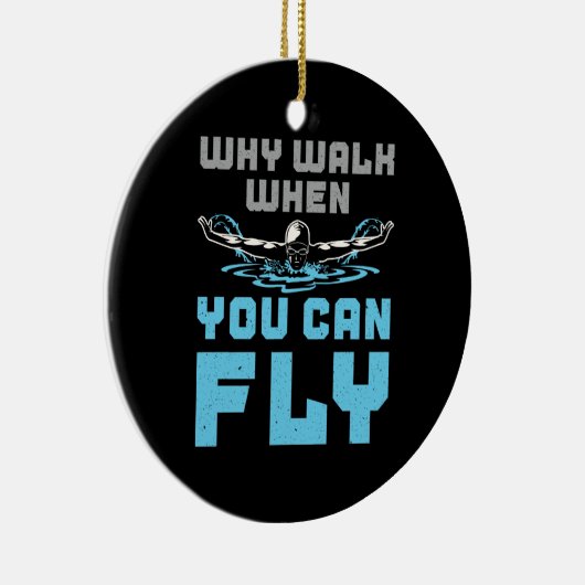 Zwemmende vlinder waarom lopen als je kunt vliegen keramisch ornament (Rechts)