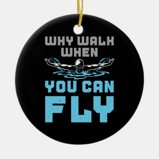 Zwemmende vlinder waarom lopen als je kunt vliegen keramisch ornament (Voorkant)