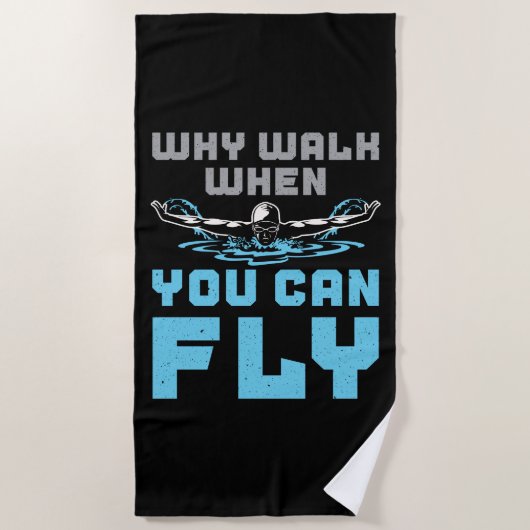 Zwemmende vlinder waarom lopen als je kunt vliegen strandlaken (Voorkant)