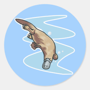 zwemmende vogelbekdier ronde sticker