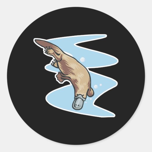 zwemmende vogelbekdier ronde sticker (Voorkant)