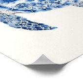 Zwemmende Zee Schildpad – Coastal Blue op Beige Poster (Hoek)