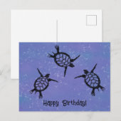 Zwemmende zeeschildpadden Gelukkige verjaardag Briefkaart (Voorkant / Achterkant)