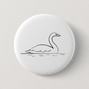 Zwemmende Zwaan Ronde Button 5,7 Cm