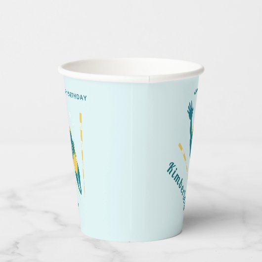 Zwemmer Birthday Party Swimming Name Sports Water Papieren Bekers (Rechts)