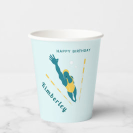 Zwemmer Birthday Party Swimming Name Sports Water Papieren Bekers