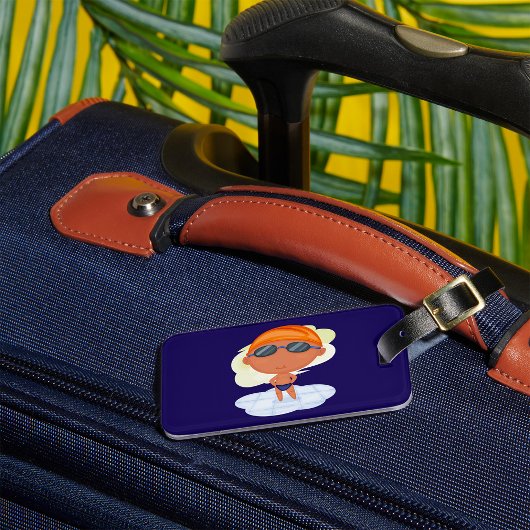 Zwemmer Boy in Goggles en Zwemmen Pet Bagagelabel