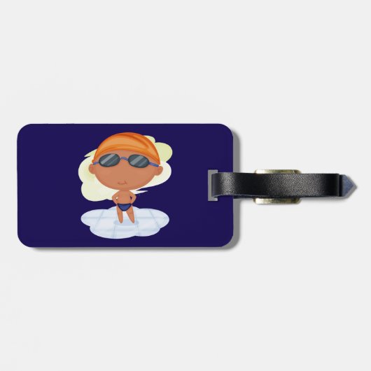 Zwemmer Boy in Goggles en Zwemmen Pet Bagagelabel (Achterkant horizontaal)