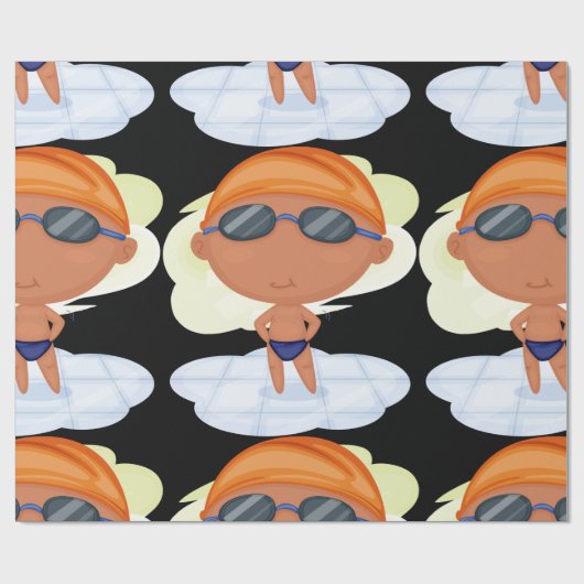 Zwemmer Boy in Goggles en Zwemmen Pet Cadeaupapier (Vlak)