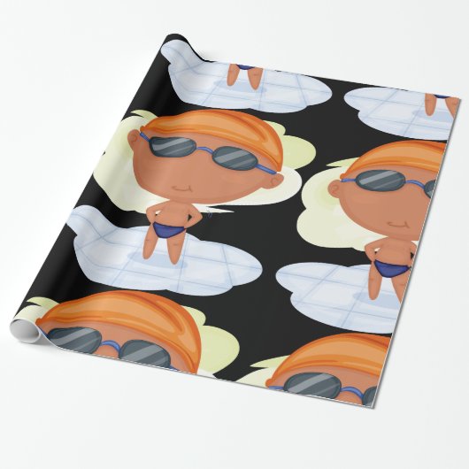 Zwemmer Boy in Goggles en Zwemmen Pet Cadeaupapier (Uitgerold)