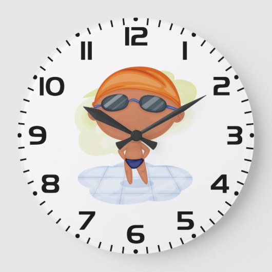 Zwemmer Boy in Goggles en Zwemmen Pet Grote Klok (Voorkant)