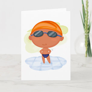 Zwemmer Boy in Goggles en Zwemmen Pet Kaart