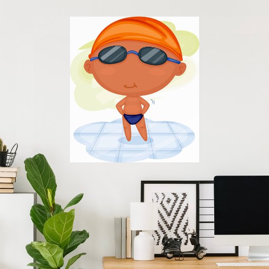 Zwemmer Boy in Goggles en Zwemmen Pet Poster