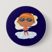 Zwemmer Boy in Goggles en Zwemmen Pet Ronde Button 7,6 Cm (Voorkant)