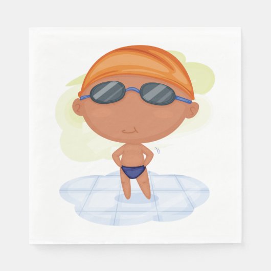 Zwemmer Boy in Goggles en Zwemmen Pet Servet (Voorkant)