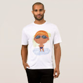 Zwemmer Boy in Goggles en Zwemmen Pet T-shirt (Voorkant volledig)