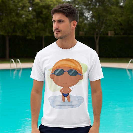 Zwemmer Boy in Goggles en Zwemmen Pet T-shirt