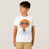 Zwemmer Boy in Goggles en Zwemmen Pet T-shirt (Voorkant volledig)