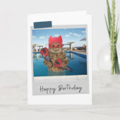 Zwemmer Cat Funny Birthday Card Kaart (Voorkant)