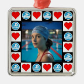 Zwemmer Custom Foto Zwemmen Duiken Kerstmis Metalen Ornament (Voorkant)