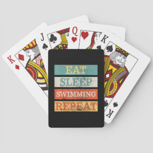 Zwemmer Eat Sleep Swimming Herhaal Funny Pokerkaarten
