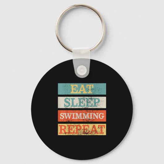 Zwemmer Eat Sleep Swimming Herhaal Funny Sleutelhanger (Voorkant)