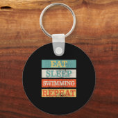 Zwemmer Eat Sleep Swimming Herhaal Funny Sleutelhanger (Voorkant)