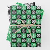 Zwemmer en Snowflake Zwemmen en Duwen Kerstmis Inpakpapier Vel (In situ)