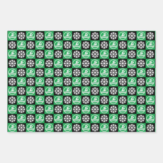 Zwemmer en Snowflake Zwemmen en Duwen Kerstmis Inpakpapier Vel (Voorkant)