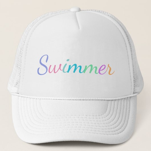 zwemmer in Colorful Lettering Swimming Thema Trucker Pet (Voorkant)