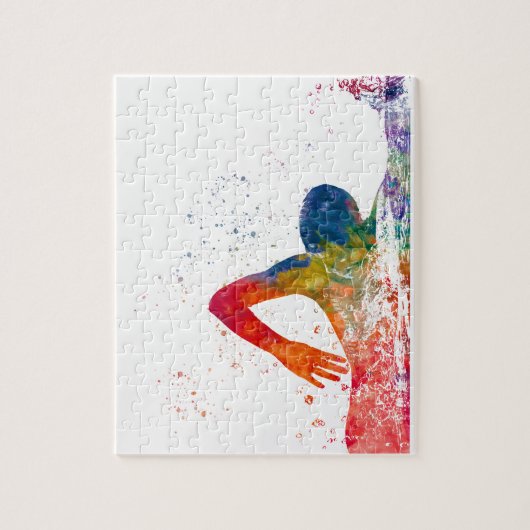 zwemmer in de waterverf legpuzzel (Verticaal)