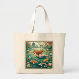 Zwemmer in Koi Vijver Grote Tote Bag
