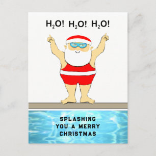 Zwemmer kerstvakantie ansichtkaart briefkaart
