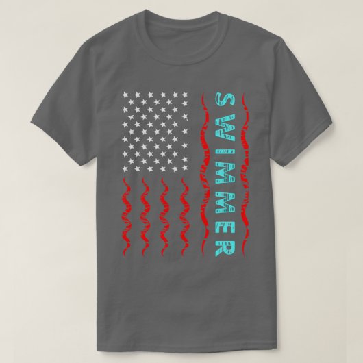 zwemmer met Amerikaanse vlag T-shirt (Design voorkant)