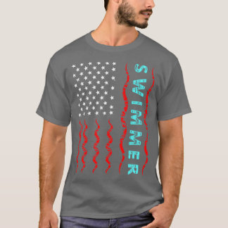 zwemmer met Amerikaanse vlag T-shirt