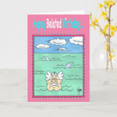 ZWEMMER MET de HAAIEN Late Kaart van de Verjaardag (Gele Bloem)