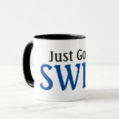 Zwemmer moet gewoon zwemmen mok (Voorkant links)