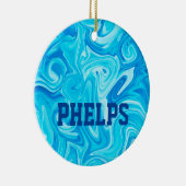 Zwemmer NAAM Water Art Blauw Zwemmen Leuk Cool Keramisch Ornament (Rechts)