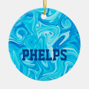 Zwemmer NAAM Water Art Blauw Zwemmen Leuk Cool Keramisch Ornament