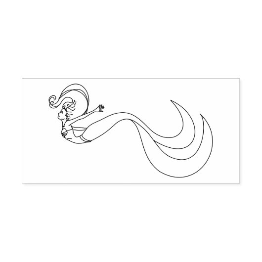 Zwemmer Oceaans Meermin Rubberstempel (Afrduk)