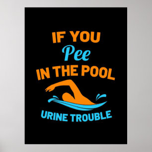Zwemmer Pee In Het Zwembad Poster