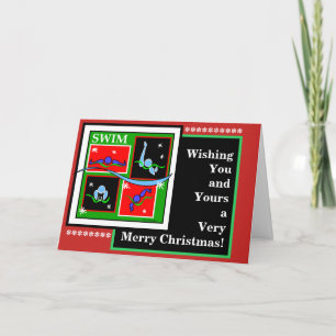 Zwemmer Prettig Kerstmis Vouwbare Wenskaart Kaart