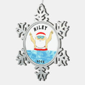 Zwemmer vakantie cadeau tin sneeuwvlok ornament (Rechts)