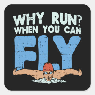 zwemmer vierkante sticker